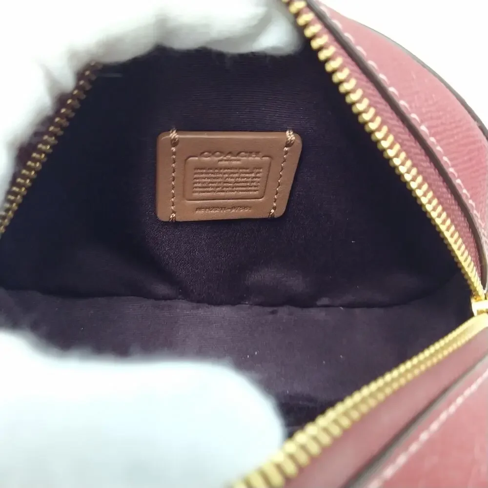 Coach Mini Serena Wine Red Crossgrain Leather Zipper Closure Crossbody Bag
